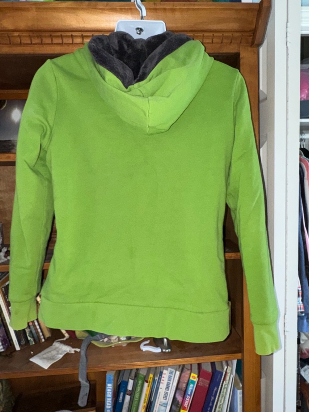 The North Face reversible green and gray  Plush Hoodie Jacket - Picture 4 of 7